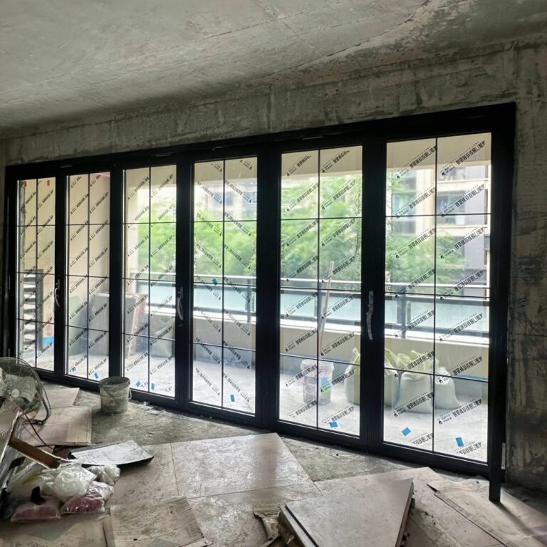 Custom aluminum door system detail for residential project