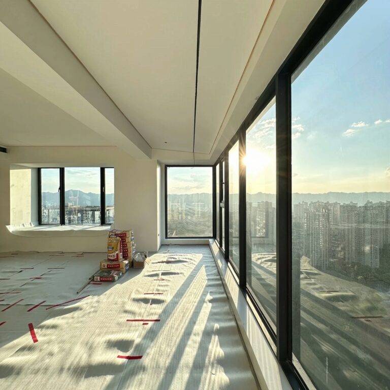 commercial building with aluminum facade glazing