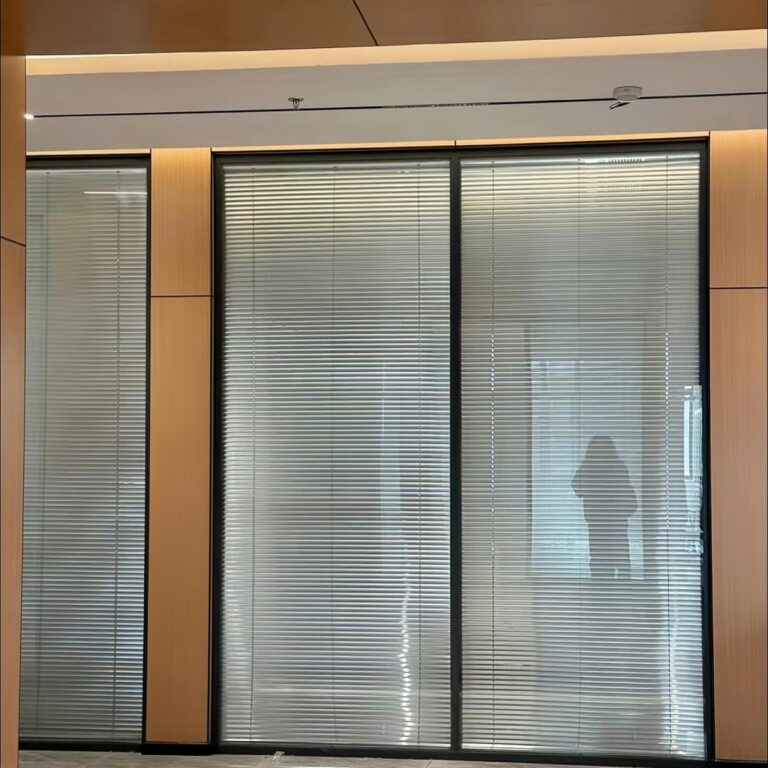 office building with aluminum sliding doors