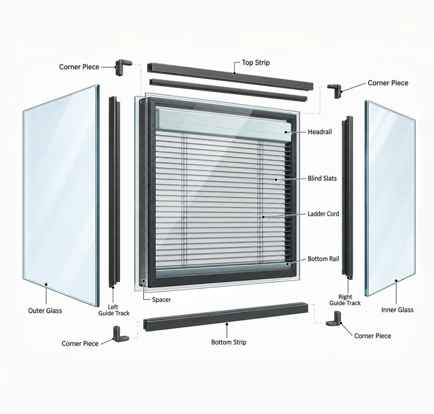 Blinds Between Glass IGU system structure