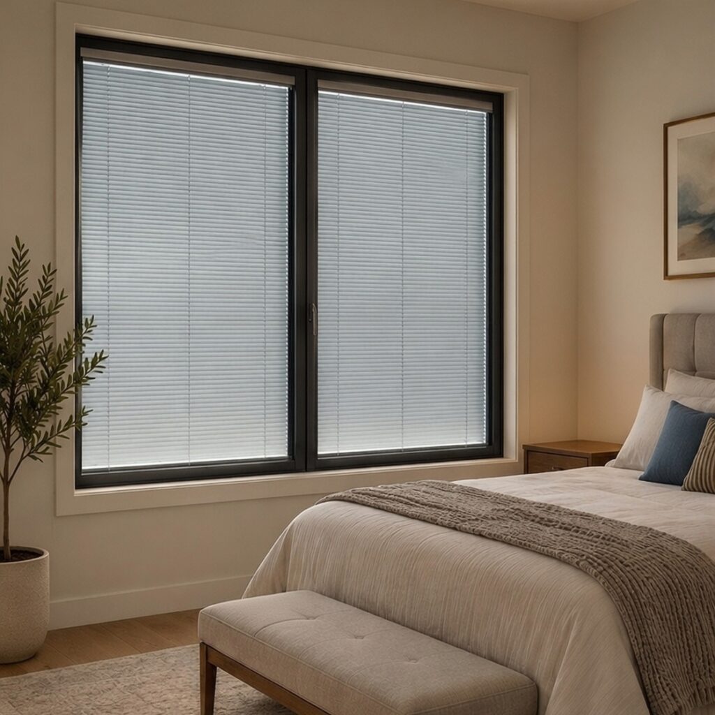 Blinds Between Glass closed for privacy